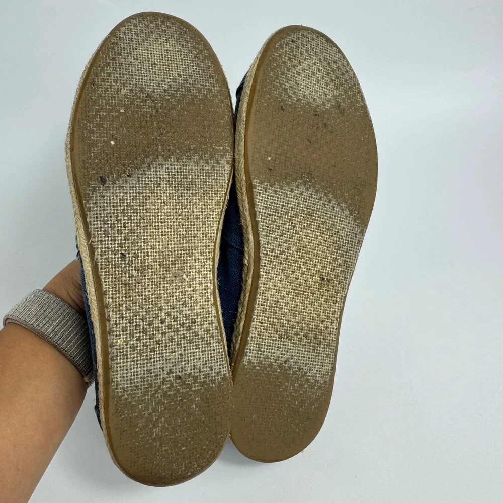 TOMS Women 7.5 Classic Alpargata Navy Blue Canvas Espadrille Slip On Flats